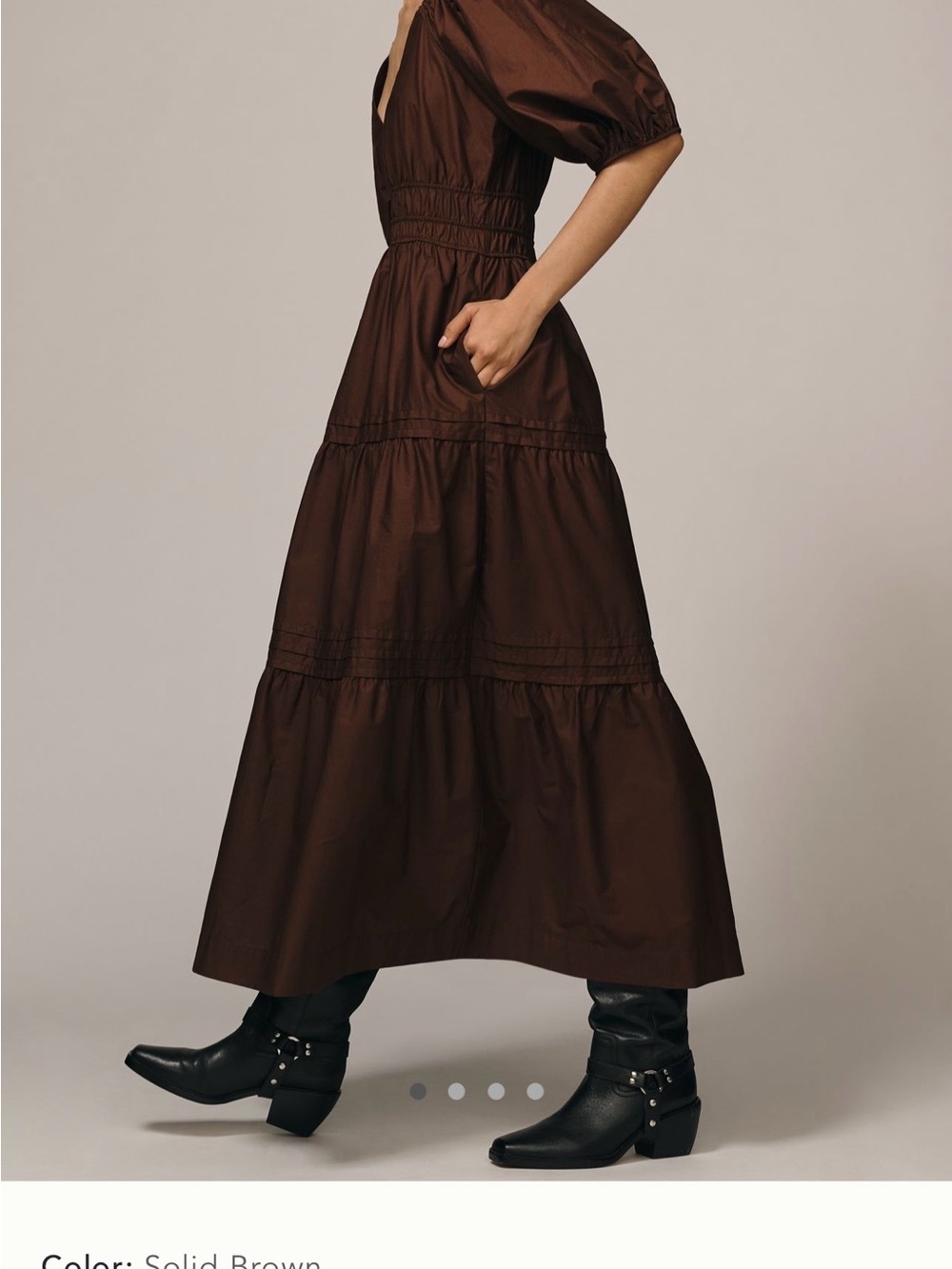 Maeve Smocked V-Neck Half-Sleeve Tiered Dress
